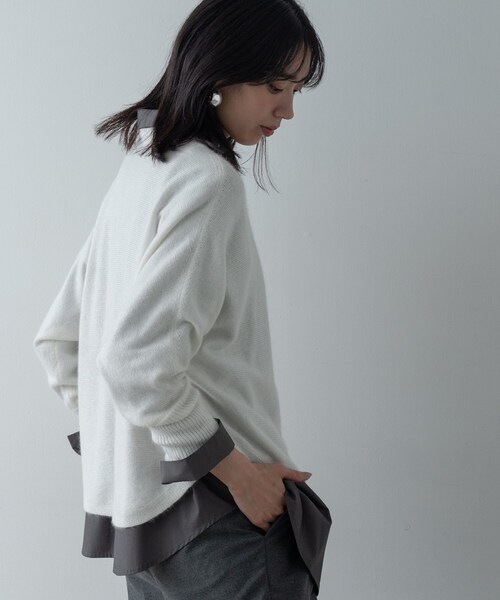 GALLEST（ギャレスト）の「【洗える】ヘアリーフォルムニット（ニット/セーター・レディース・ベージュ/ライトグレー系8/オフホワイト/グリーン系/ブラック/ピンク・34/38）」の9枚目の写真