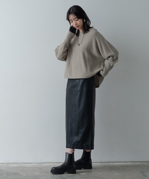 GALLEST（ギャレスト）の「【洗える】ヘアリーフォルムニット（ニット/セーター・レディース・ベージュ/ライトグレー系8/オフホワイト/グリーン系/ブラック/ピンク・34/38）」の12枚目の写真