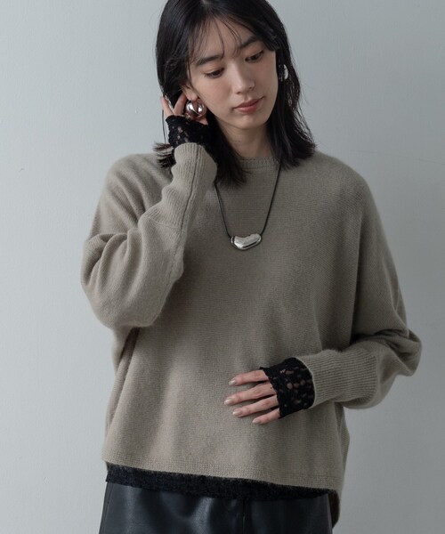 GALLEST（ギャレスト）の「【洗える】ヘアリーフォルムニット（ニット/セーター・レディース・ベージュ/ライトグレー系8/オフホワイト/グリーン系/ブラック/ピンク・34/38）」の21枚目の写真