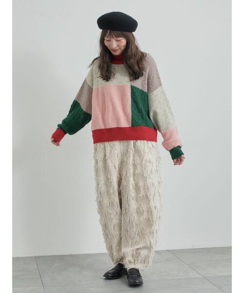 TSUHARU by Samansa Mos2（ツハルバイサマンサモスモス）の「フラワー柄カットジャカードパンツ（その他パンツ・レディース・ベージュ/ブラック・F）」の14枚目の写真