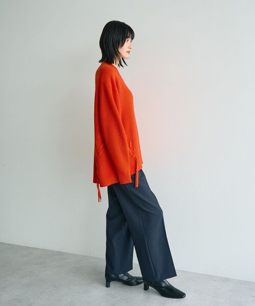 YECCA VECCA(イェッカヴェッカ)の「レースアップニット(ニット/セーター・レディース・杢グレー/レッド/ベージュ・FREE)」の12枚目の写真