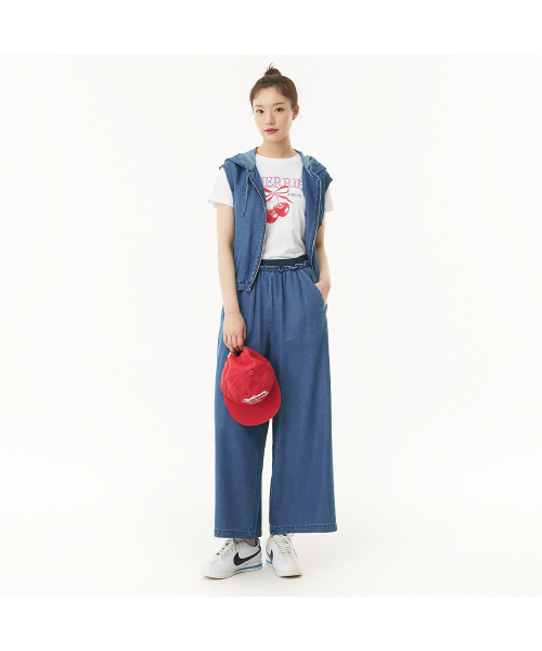 PLASTIC ISLAND（プラスティックアイランド）の「テンセルバンディングデニムパンツ PR2DP565（デニムパンツ・レディース・ネイビー・SMALL/MEDIUM/X-SMALL）」の4枚目の写真