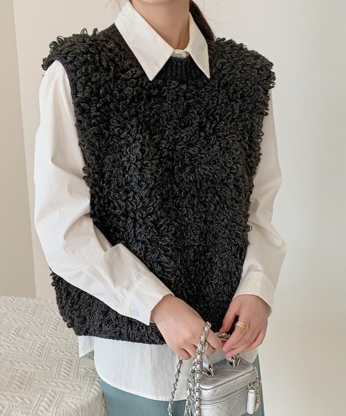 セール】【立体ふっくら質感でぽかぽか】厚手クルーネックモコモコ