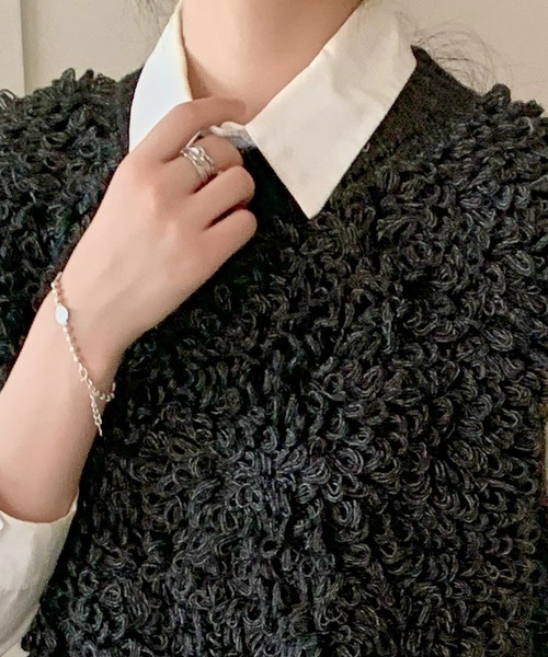 DAY CLOSET(デイ クローゼット)の「【立体ふっくら質感でぽかぽか】厚手クルーネックモコモコループリブニット ベスト レディース(ベスト・レディース・チャコールグレー/ブラック/アイボリー・FREE)」の12枚目の写真