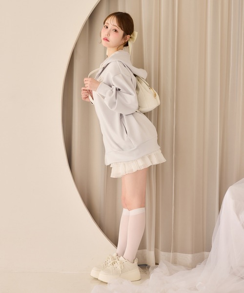 one after another NICE CLAUP（ワンアフターアナザーナイスクラップ）の「オーガンジーリボンカスタムスニーカー（スニーカー・レディース・チャコールグレー/ホワイト・S/M/L）」の17枚目の写真