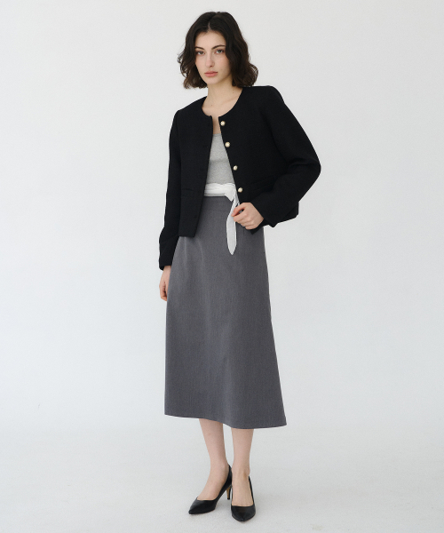 BIBYSEOB（バイバイソプ）の「Aラインロングスカートチャコール[T51]（スカート・レディース・チャコール・SMALL/MEDIUM）」の2枚目の写真