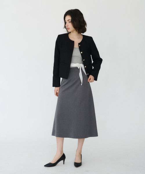 BIBYSEOB（バイバイソプ）の「Aラインロングスカートチャコール[T51]（スカート・レディース・チャコール・SMALL/MEDIUM）」の3枚目の写真