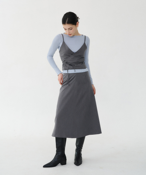 BIBYSEOB（バイバイソプ）の「Aラインロングスカートチャコール[T51]（スカート・レディース・チャコール・SMALL/MEDIUM）」の5枚目の写真