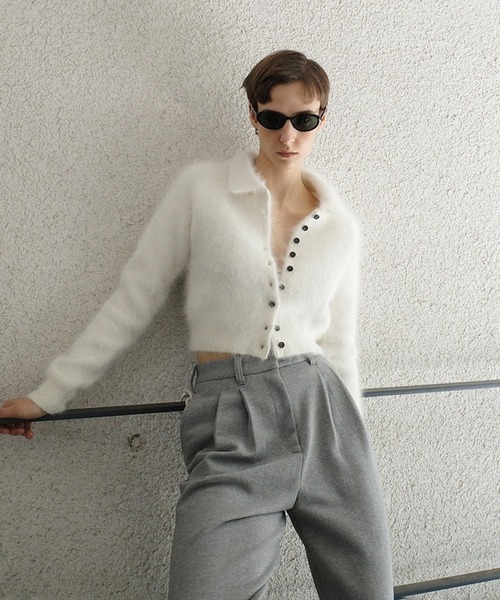 セール】ANGORA SHORT KNIT CARDIGAN（カーディガン/ボレロ）｜CLANE