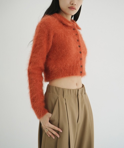 CLANE(クラネ)の「ANGORA SHORT KNIT CARDIGAN(カーディガン/ボレロ・レディース・オレンジ/ブルー/アイボリー・2/1)」の5枚目の写真