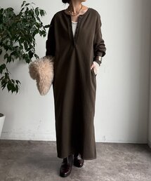 裏毛裏起毛ヘンリーネックワンピース