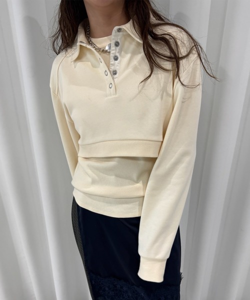 ことちゃんAmeri☆SIMPLE NO COLLAR TOPベージュ マエノリコラボ】[2026春夏]NO NAME ノーネーム CONCRETE-61238-BEIGE