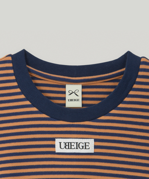 UBEIGE(ユーベイジ)の「ストライプフリーススウェット(オレンジ/ネイビー)(スウェット・レディース・その他・FREE)」の2枚目の写真