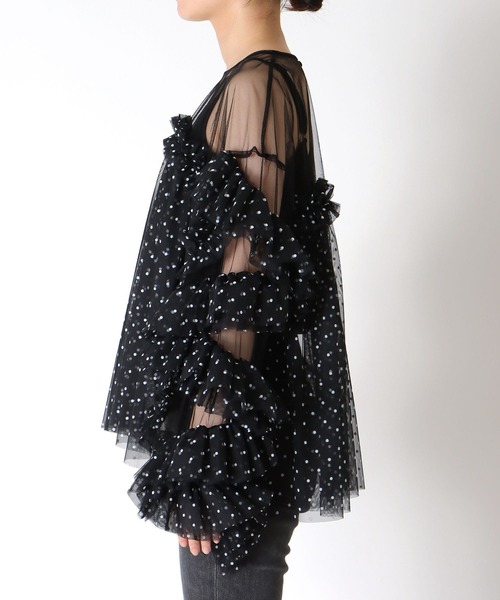 Cepica(セピカ)の「【ANDRESD】DECORATIVE TULLE TOPS(Tシャツ/カットソー・レディース・ベージュ/ドット/チャコールグレー・FREE)」の15枚目の写真