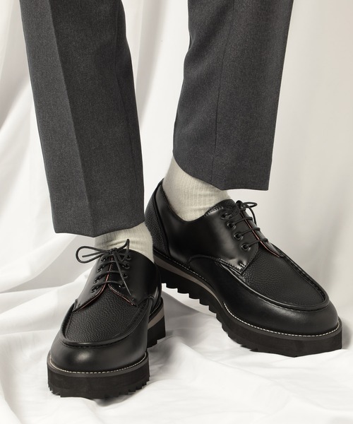 MAISON CLUB(メゾンクラブ)の「【MAISON CLUB】SHARK SOLE COMBINATION U-tip SHOES BY REMER CY シャークソールシューズ(ドレスシューズ・メンズ・ブラック/ブラック系その他2・L/LL/M/S)」の1枚目の写真