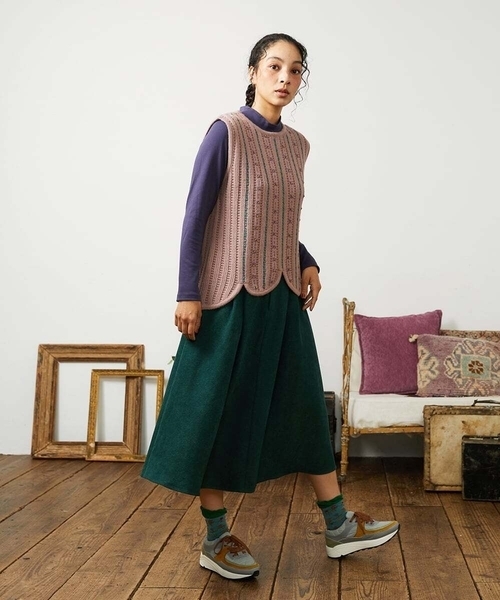 【NEW】ホコモモラ（JOCOMOMOLA）/Escalera 刺繍ニットベスト Escalera 刺繍ニットベスト（ニット/セーター）｜Jocomomola