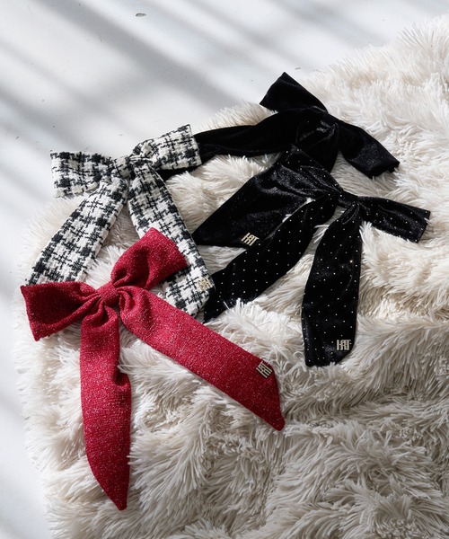 one after another NICE CLAUP（ワンアフターアナザーナイスクラップ）の「【Latini】リボンクリップ（バレッタ/ヘアクリップ・レディース・レッド/ホワイト×ブラック/ブラック/ブラック系その他・FREE）」の12枚目の写真