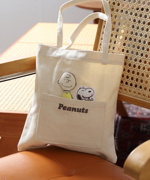 PEANUTS（ピーナッツ）の「SNOOPY スヌーピー ミニトートバッグ（トートバッグ・レディース・ネイビー/グリーン/アイボリー/アイボリー系・FREE）」の3枚目の写真