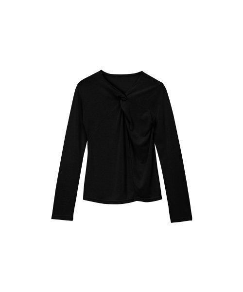 320SHOWROOM(320ショールーム)の「Twisted neckline t-shirt Black(Tシャツ/カットソー・レディース・その他・FREE)」の4枚目の写真