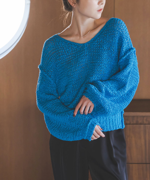 Noble（ノーブル）の「ELODIE ローゲージ ニット（ニット/セーター・レディース・ブラウン/ライトグレー/ブルー・FREE）」の3枚目の写真