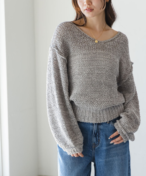 Noble（ノーブル）の「ELODIE ローゲージ ニット（ニット/セーター・レディース・ブラウン/ライトグレー/ブルー・FREE）」の2枚目の写真