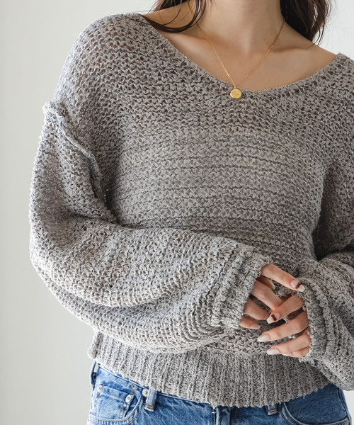 Noble（ノーブル）の「ELODIE ローゲージ ニット（ニット/セーター・レディース・ブラウン/ライトグレー/ブルー・FREE）」の5枚目の写真