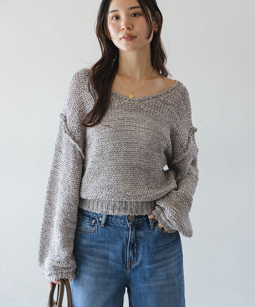 Noble（ノーブル）の「ELODIE ローゲージ ニット（ニット/セーター・レディース・ブラウン/ライトグレー/ブルー・FREE）」の10枚目の写真