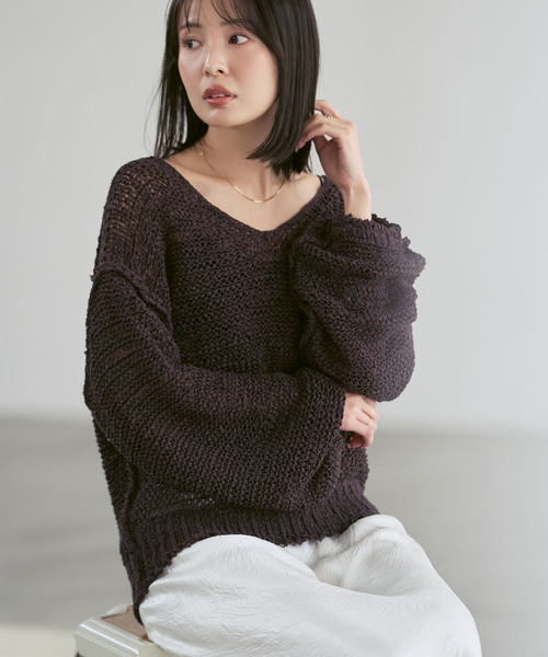 Noble（ノーブル）の「ELODIE ローゲージ ニット（ニット/セーター・レディース・ブラウン/ライトグレー/ブルー・FREE）」の16枚目の写真