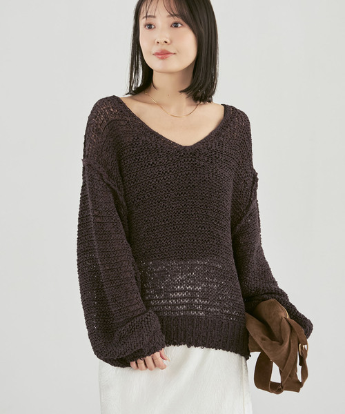 Noble（ノーブル）の「ELODIE ローゲージ ニット（ニット/セーター・レディース・ブラウン/ライトグレー/ブルー・FREE）」の21枚目の写真