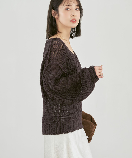 Noble（ノーブル）の「ELODIE ローゲージ ニット（ニット/セーター・レディース・ブラウン/ライトグレー/ブルー・FREE）」の22枚目の写真
