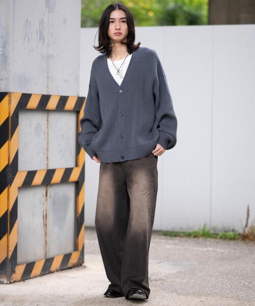 WEGO（ウィゴー）の「WEGO/【26年春夏新作】クロップドカーディガン（カーディガン/ボレロ・メンズ・オフホワイト/ブラック/ブルー系その他・MEDIUM/LARGE）」の7枚目の写真