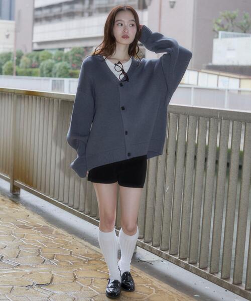 WEGO（ウィゴー）の「WEGO/【26年春夏新作】クロップドカーディガン（カーディガン/ボレロ・メンズ・オフホワイト/ブラック/ブルー系その他・MEDIUM/LARGE）」の8枚目の写真