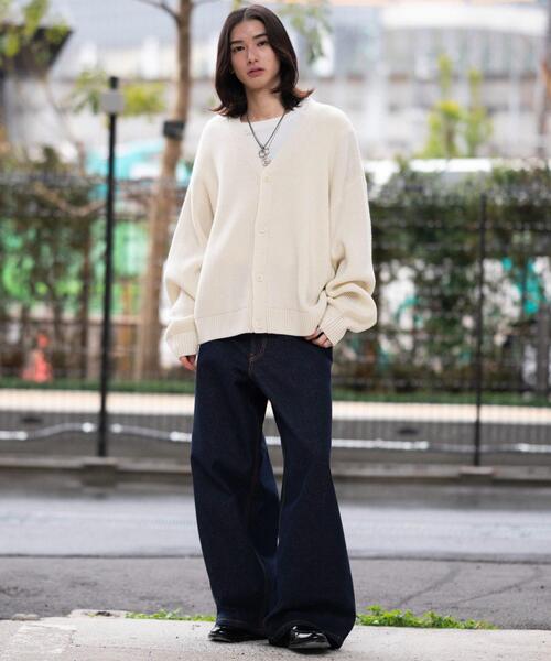 WEGO（ウィゴー）の「WEGO/【26年春夏新作】クロップドカーディガン（カーディガン/ボレロ・メンズ・オフホワイト/ブラック/ブルー系その他・MEDIUM/LARGE）」の9枚目の写真