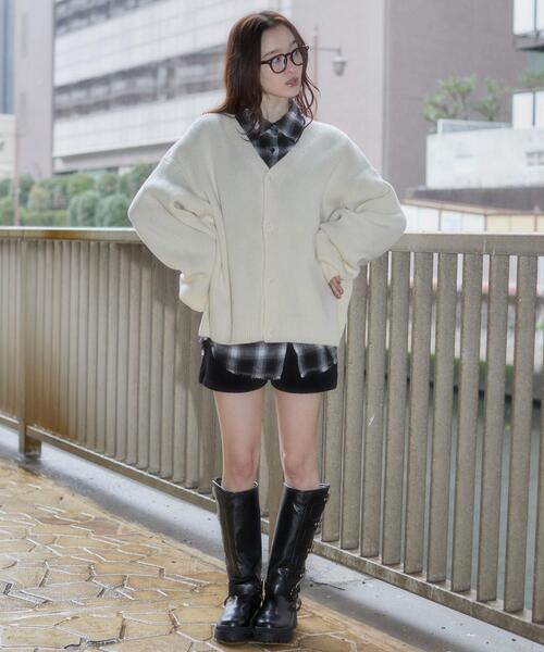 WEGO（ウィゴー）の「WEGO/【26年春夏新作】クロップドカーディガン（カーディガン/ボレロ・メンズ・オフホワイト/ブラック/ブルー系その他・MEDIUM/LARGE）」の10枚目の写真