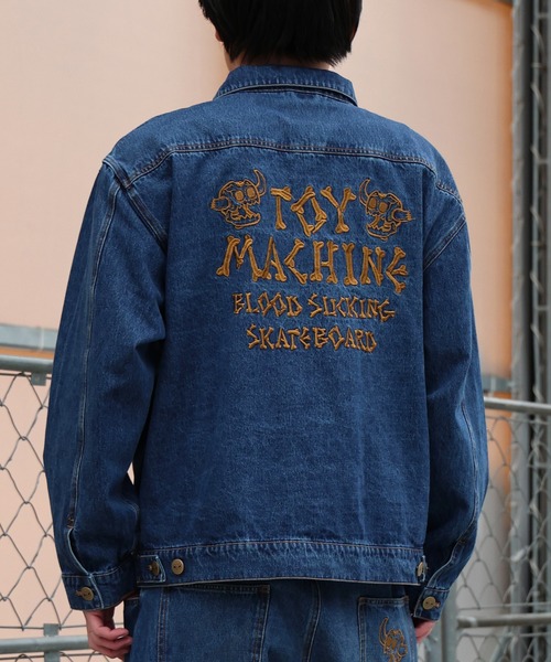 TOY MACHINE(トイ マシーン)の「TOY MACHINE/トイマシーン アウター デニム ジャケット MTMPGJK1(デニムジャケット・メンズ・ストライプ/ブラック/ダークインディゴブルー・M/L)」の3枚目の写真