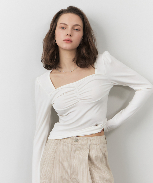 CITYBREEZE(シティブリーズ)の「ルシングディテール長袖Tシャツ_WHITE(Tシャツ/カットソー・メンズ・ホワイト・FREE)」の5枚目の写真
