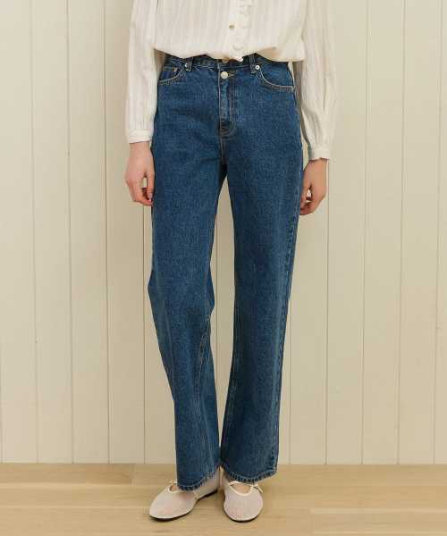 NONLOCAL(ノンローカル)の「Button Detail Straight Jean - Blue(デニムパンツ・レディース・その他・L/M/S)」の1枚目の写真