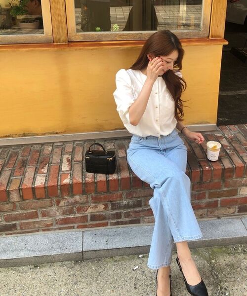 NONLOCAL(ノンローカル)の「Button Detail Straight Jean - Blue(デニムパンツ・レディース・その他・L/M/S)」の5枚目の写真