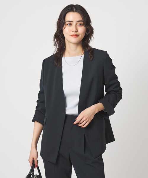 【美品】 グリーンレーベルリラクシング　サラフールノーラペルジャケット　パンツ セール】［size SHORTあり］サラフール ノーラペル ジャケット