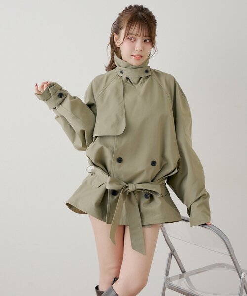 Chico（チコ）の「ミドル丈ルーズトレンチコート（トレンチコート・レディース・カーキ/ライトベージュ/ベージュ・FREE）」の3枚目の写真