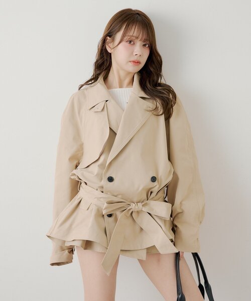 Chico（チコ）の「ミドル丈ルーズトレンチコート（トレンチコート・レディース・カーキ/ライトベージュ/ベージュ・FREE）」の7枚目の写真