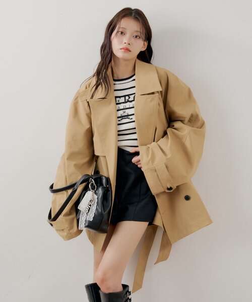 Chico（チコ）の「ミドル丈ルーズトレンチコート（トレンチコート・レディース・カーキ/ライトベージュ/ベージュ・FREE）」の9枚目の写真