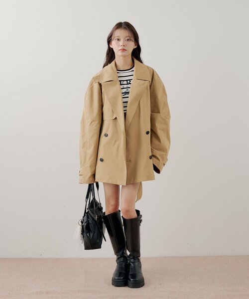 Chico（チコ）の「ミドル丈ルーズトレンチコート（トレンチコート・レディース・カーキ/ライトベージュ/ベージュ・FREE）」の10枚目の写真