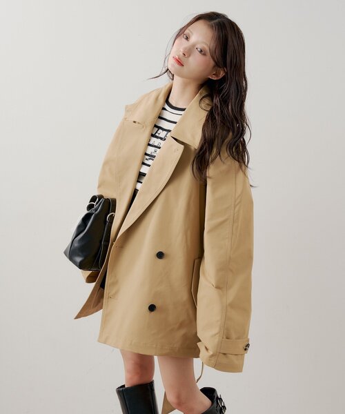Chico（チコ）の「ミドル丈ルーズトレンチコート（トレンチコート・レディース・カーキ/ライトベージュ/ベージュ・FREE）」の12枚目の写真