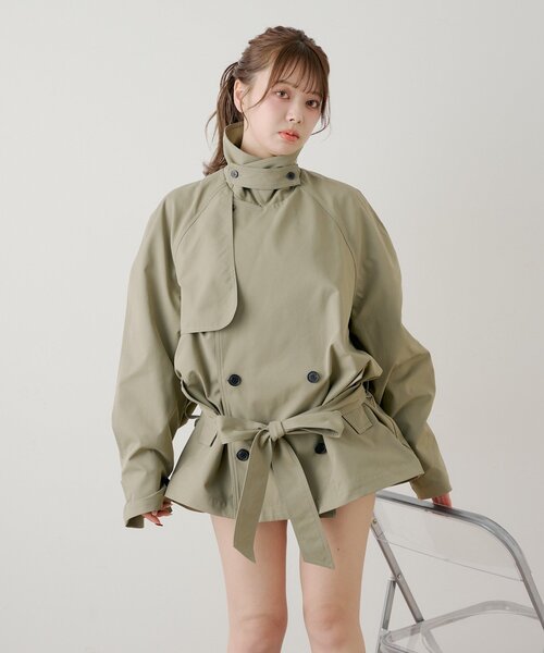 Chico（チコ）の「ミドル丈ルーズトレンチコート（トレンチコート・レディース・カーキ/ライトベージュ/ベージュ・FREE）」の14枚目の写真