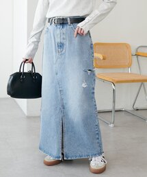 DISCOAT | USコットンクラッシュデニムナロースカート(デニムスカート)