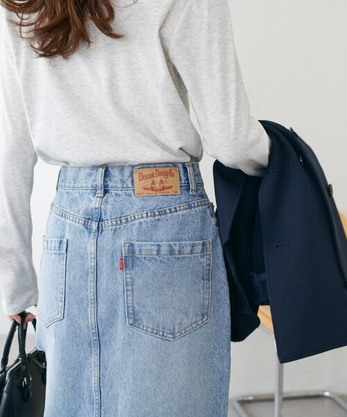 DISCOAT（ディスコート）の「USコットンクラッシュデニムナロースカート（デニムスカート・レディース・サックスブルー・FREE）」の12枚目の写真