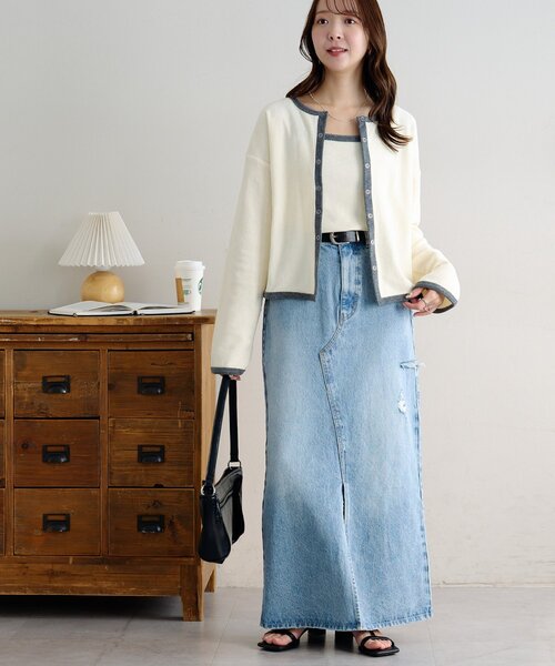 DISCOAT（ディスコート）の「USコットンクラッシュデニムナロースカート（デニムスカート・レディース・サックスブルー・FREE）」の22枚目の写真