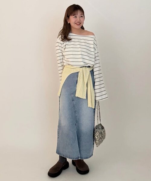 DISCOAT（ディスコート）の「USコットンクラッシュデニムナロースカート（デニムスカート・レディース・サックスブルー・FREE）」の21枚目の写真