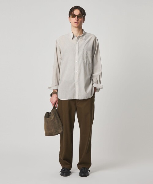 Steven Alan(スティーブンアラン)の「<Steven Alan> 100 ガスボイル ストライプ レギュラーカラー シャツ LOOSE(シャツ/ブラウス・メンズ・ブラウン/オリーブ・L/M/S/XL)」の3枚目の写真